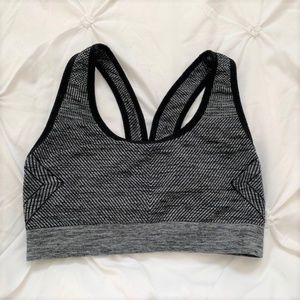 Striped Grey and black Sports Bra